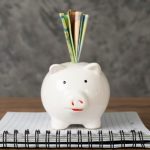 Ein Sparschwein mit Geldscheinen steht auf einem Notizbuch – symbolisches Bild für finanzielle Vorsorge, in dem auch die Rolle der Gewerkschaften beim Schutz der Arbeitnehmerinteressen und bei Lohnverhandlungen thematisiert werden kann.